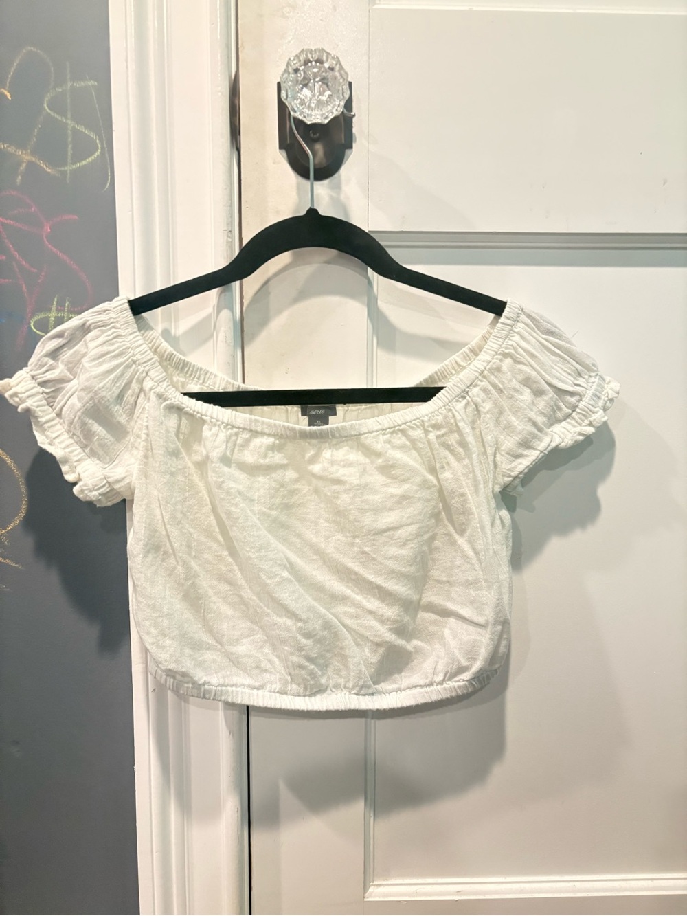 aerie White Off-Shoulder Crop Top